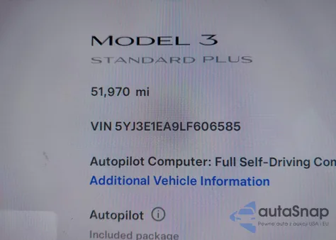 2020 Tesla Model 3 Standard Range Plus Rear-Wheel Drive/Standard Range Rear-Wheel Drive из США, поврежденный, VIN 5YJ3E1EA9LF606585